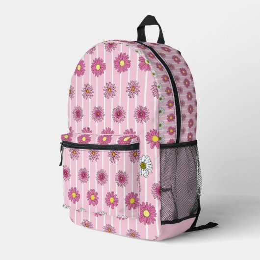 Sac À Dos Imprimé Marguerites roses (Coin arrière droit)