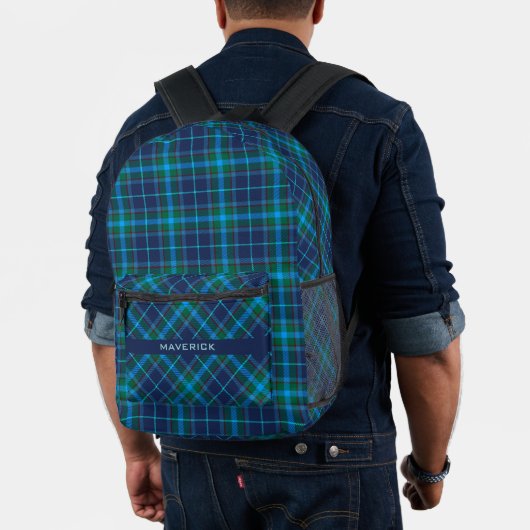Sac À Dos Imprimé Marine Bleu Plaid Motif Chic Nom Masculine moderne (Insitu (Modèle))