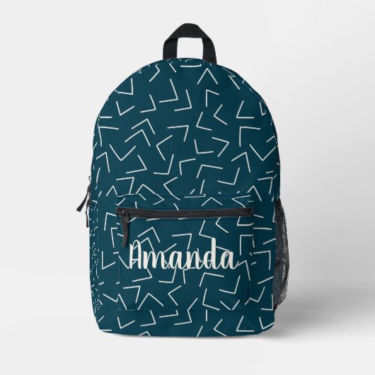 Sac À Dos Imprimé Marine Blue Geometry Flèches Nom du monogramme (Recto)