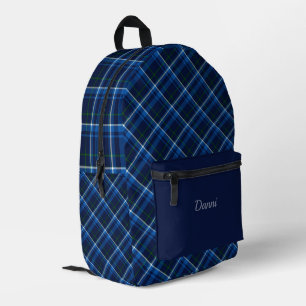 Sac À Dos Imprimé Marine et Plaid bleu clair