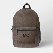 Sac À Dos Imprimé Marron Texturé Faux Cuir Monogramme (Recto)