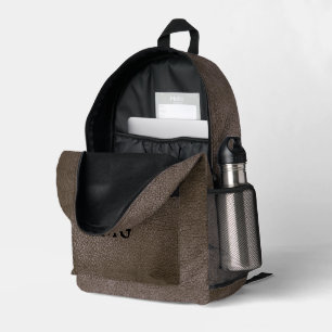 Sac À Dos Imprimé Marron Texturé Faux Cuir Monogramme