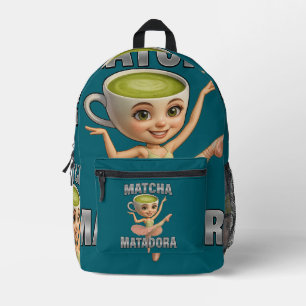 Sac À Dos Imprimé Matcha Matadora La Grâce Rencontre l'Énergie Vert