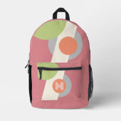 Sac À Dos Imprimé Mauve Peach Peach Green Lime Orange Retro (Recto)