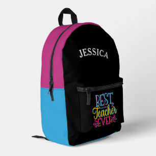 Sac À Dos Imprimé Meilleur Enseignant jamais Nom personnalisé