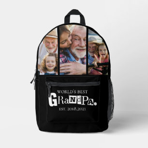 Sac À Dos Imprimé Meilleur Grand-Père du Monde Année 3 Collage Photo