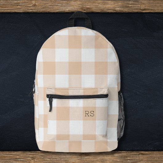 Sac À Dos Imprimé Mélange Monogramme Initiales Peach En vichy Buffal