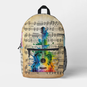 Sac À Dos Imprimé Mélodie colorée : Guitare peinte sur musique Vinta