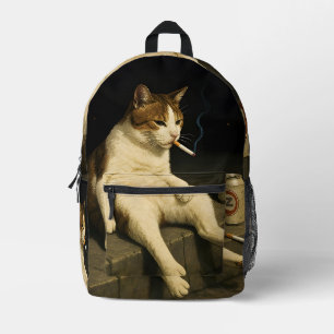 Sac À Dos Imprimé Meme de chaton cigarette drôle de chat qui fume Ge