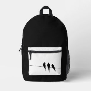 Sac À Dos Imprimé Merles minimalistes en silhouette sur un fil