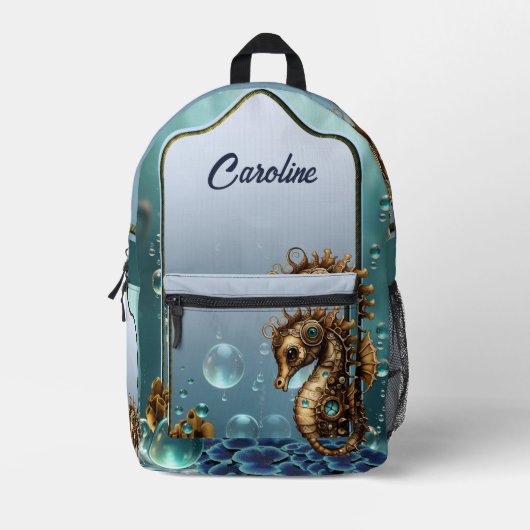 Sac À Dos Imprimé Merveilleux petit hippocampe à vapeur. (Recto)