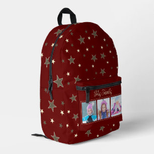 Sac À Dos Imprimé Mes photos de famille et avec des étoiles sur fond