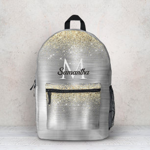 Sac À Dos Imprimé Métal brossé chic argent or faux paillettes