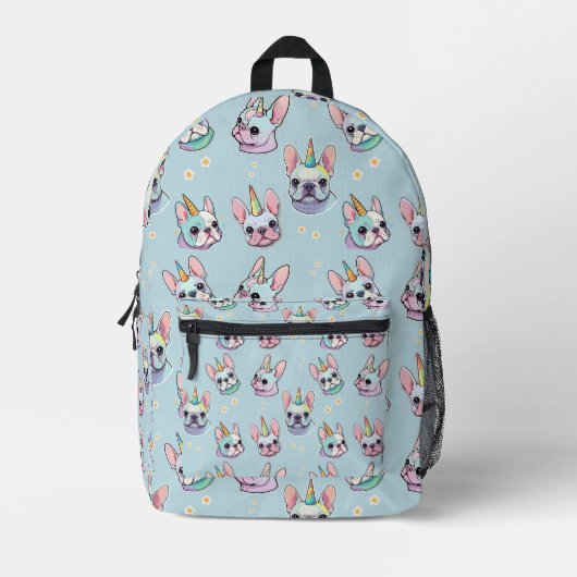 Sac À Dos Imprimé Mignon Français Bulldog Unicorn Pastel Motif (Recto)
