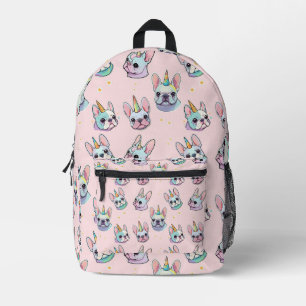 Sac À Dos Imprimé Mignon Français Bulldog Unicorn Pastel Motif