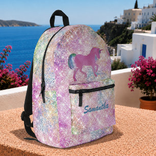 Sac À Dos Imprimé Mignon licorne arc-en-ciel rose paillettes 