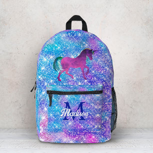 Sac À Dos Imprimé Mignon licorne iridescente bleu violet paillettes