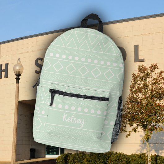 Sac À Dos Imprimé Mignonne Girly Green Boudcloth Nom du monogramme