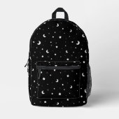 Sac À Dos Imprimé Mignonnes Lunes et Étoiles en noir et blanc (Recto)
