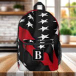 Sac À Dos Imprimé Mince ligne rouge personnalisé Monogramme pompier<br><div class="desc">Voici notre sac à dos à drapeau mince, la façon idéale de montrer votre soutien à nos courageux pompiers et pompiers. Ce sac à dos affiche fièrement le drapeau américain avec une touche moderne, avec la ligne rouge mince et les étoiles et les rayures. C'est le cadeau idéal pour les...</div>