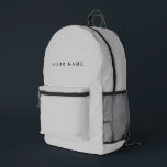 Sac À Dos Imprimé Minimalist Modern Custom Name, Text, Photo<br><div class="desc">Personalized Trendy light gray backpack featuring modern custom text. Add your own photo,  illustration or any graphic design element,  or leave this elegant and minimal aesthetic. Any font,  any color,  no minimum.</div>