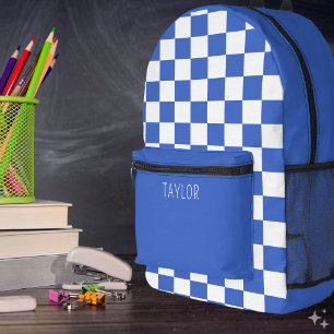 Sac À Dos Imprimé Minimaliste Moderne Damier Bleu