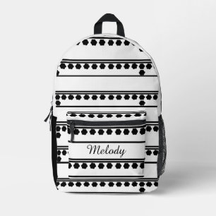 Sac À Dos Imprimé Minimaliste moderne floral rétro noir et blanc