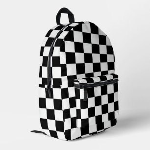 Sac À Dos Imprimé Minimaliste Rétro à Carreaux – Streetwear Monochro