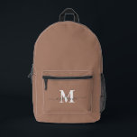 Sac À Dos Imprimé Mocha Mousse moderne Nom du monogramme personnalis<br><div class="desc">Élevez votre style quotidien avec ce Mocha Mousse moderne Monogramme personnalisé Nom sac à dos imprimé. Conçu en Mocha Mousse, la couleur de l'année, ce sac à dos allie minimalisme sophistiqué et élégance personnalisée. Le ton élégant et neutre le rend polyvalent et intemporel, tandis que l'option d'ajouter votre monogramme ou...</div>