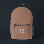 Sac À Dos Imprimé Mocha Mousse moderne Nom du monogramme personnalis<br><div class="desc">Élevez votre style quotidien avec ce Mocha Mousse moderne Monogramme personnalisé Nom sac à dos imprimé. Conçu en Mocha Mousse, la couleur de l'année, ce sac à dos allie minimalisme sophistiqué et élégance personnalisée. Le ton élégant et neutre le rend polyvalent et intemporel, tandis que l'option d'ajouter votre monogramme ou...</div>