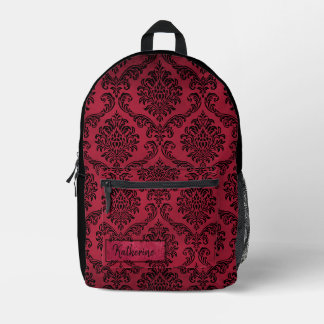 Sac À Dos Imprimé Modèle Damas goth rouge et noir Personnalisé