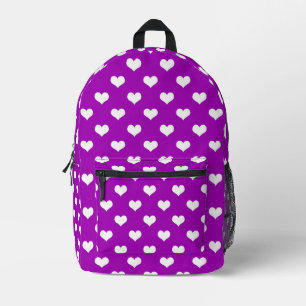 Sac À Dos Imprimé Modèle de coeurs charmants blancs et violets