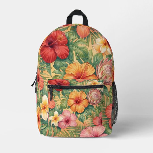 Sac À Dos Imprimé Modèle de fleurs décoratives Hawaï aloha (Recto)