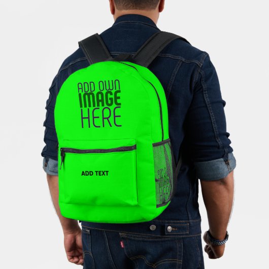 SAC À DOS IMPRIMÉ MODELE DE TEXTE D'IMAGE NEON VERT ÉDITABLE MODERNE (Insitu (Modèle))
