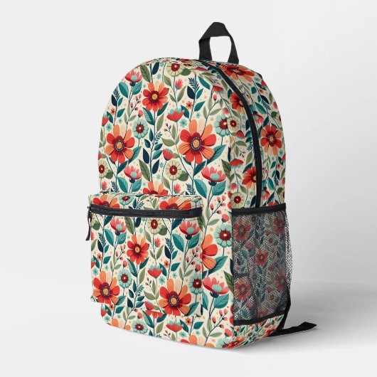 Sac À Dos Imprimé Modèle floral (Coin arrière droit)