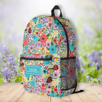 Modèle floral de coccinelle mûre Nom personnalisé 