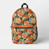 Sac À Dos Imprimé Modèle floral de nom personnalisé (Recto)
