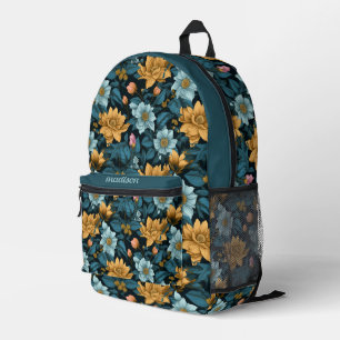 Sac À Dos Imprimé Modèle floral de nom personnalisé