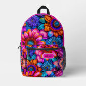 Sac À Dos Imprimé Modèle floral en style boho, personnalisé (Recto)