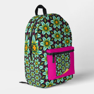 Sac À Dos Imprimé Modèle Floral Étoiles Vertes