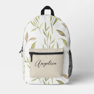 SAC À DOS IMPRIMÉ MODÈLE FLORAL FEUILLE CHIC NOM PERSONNALISÉ