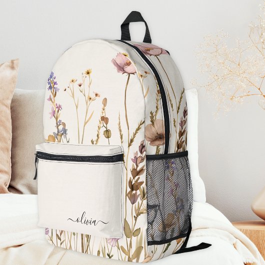 Sac À Dos Imprimé Modèle floral Fleur sauvage chic Nom du script per