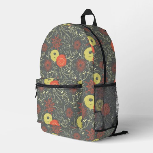 Sac À Dos Imprimé Modèle floral rétro (Coin arrière droit)