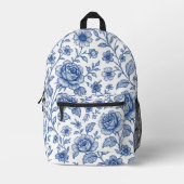 Sac À Dos Imprimé Modèle Floral Royal Bleu Rose (Recto)