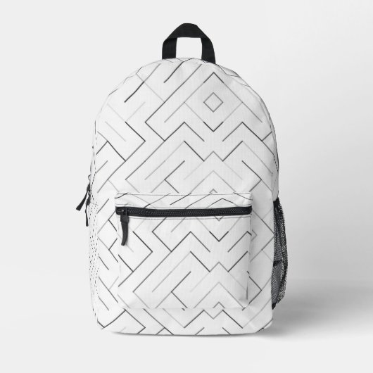 Sac À Dos Imprimé Modern Black and Grey Geometric Line Backpack (Recto)
