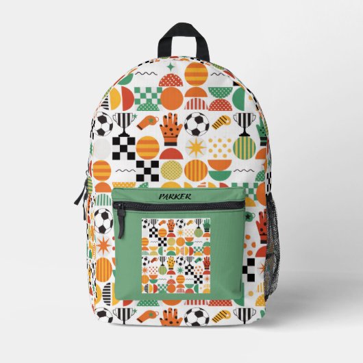 Sac À Dos Imprimé Modern Custom Name Soccer Football Pattern Printed (Recto)