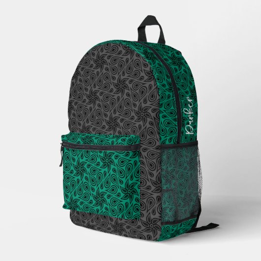 Sac À Dos Imprimé Modern Grey Green Floral Paisley Motif Ajouter un  (Coin arrière droit)