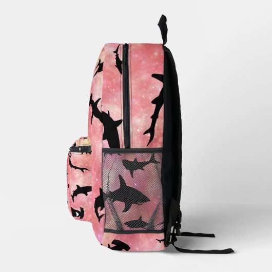 Sac À Dos Imprimé Modern pink shark gradient space galaxy girls (Droite)
