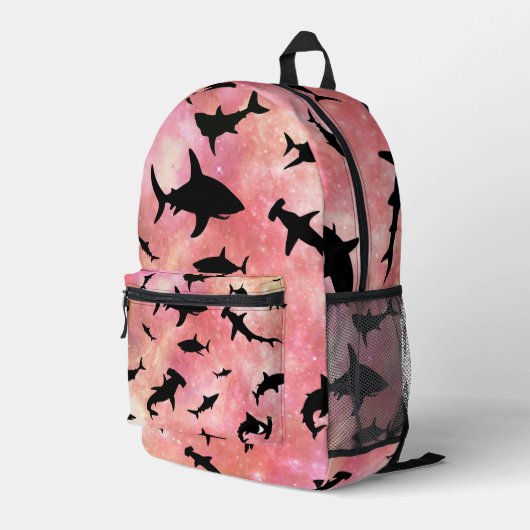 Sac À Dos Imprimé Modern pink shark gradient space galaxy girls (Coin arrière droit)