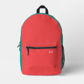 Sac À Dos Imprimé Modern Summer Coral Monogram (Recto)